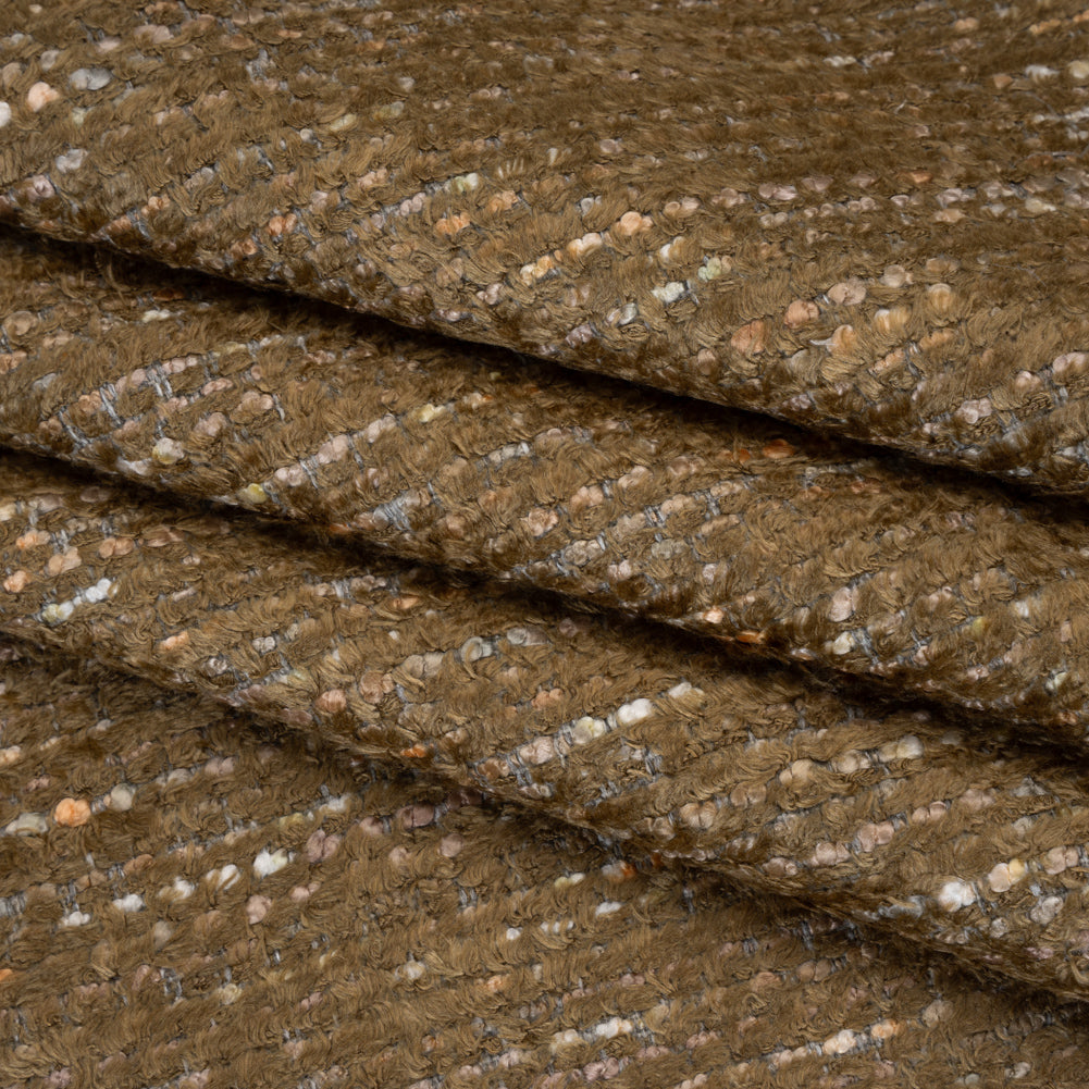 Recycled Olefin and Acrylic Upholstery Boucle and Chenille Tweed - Pebble Stripes - Virginia Collection