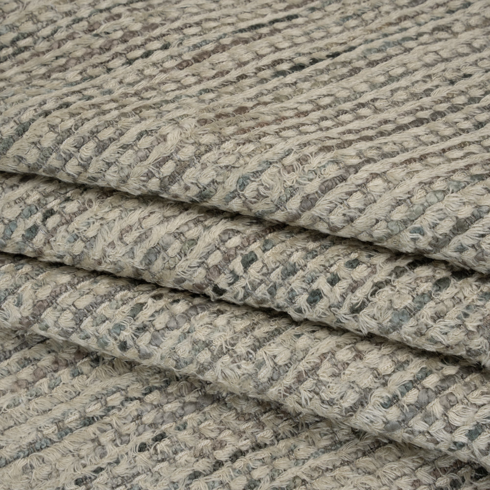 Recycled Olefin and Acrylic Upholstery Boucle and Chenille Tweed - Platinum Stripes - Virginia Collection