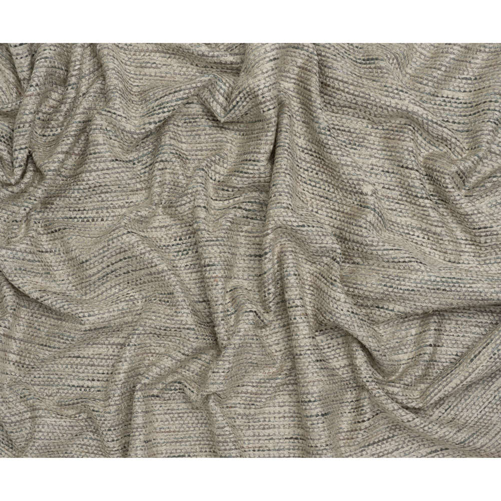 Recycled Olefin and Acrylic Upholstery Boucle and Chenille Tweed - Platinum Stripes - Virginia Collection
