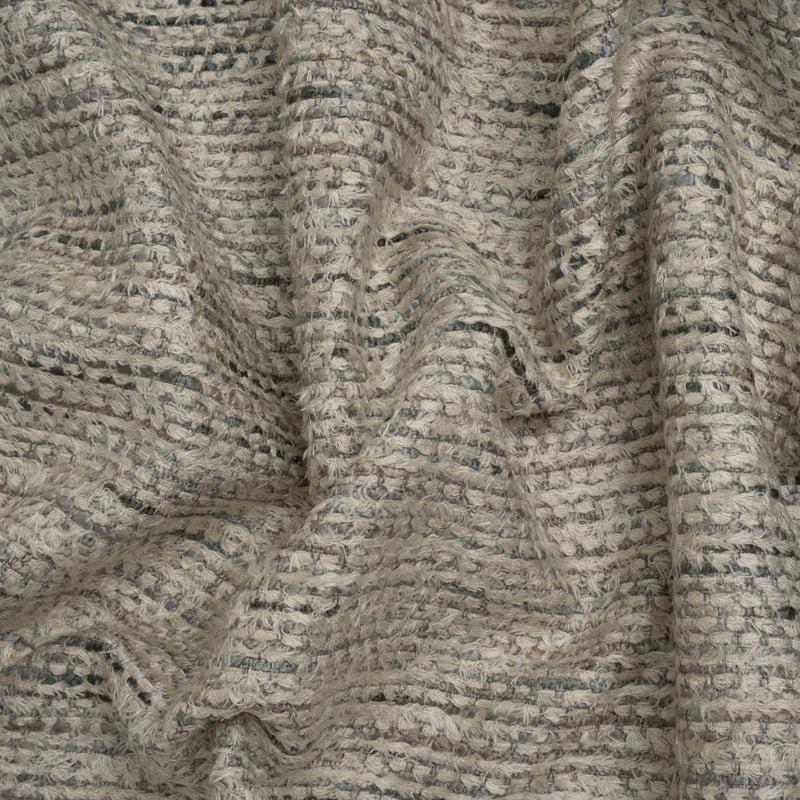 Recycled Olefin and Acrylic Upholstery Boucle and Chenille Tweed - Platinum Stripes - Virginia Collection
