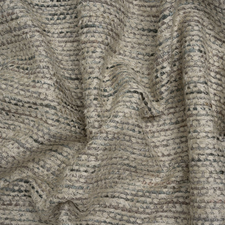 Recycled Olefin and Acrylic Upholstery Boucle and Chenille Tweed - Platinum Stripes - Virginia Collection