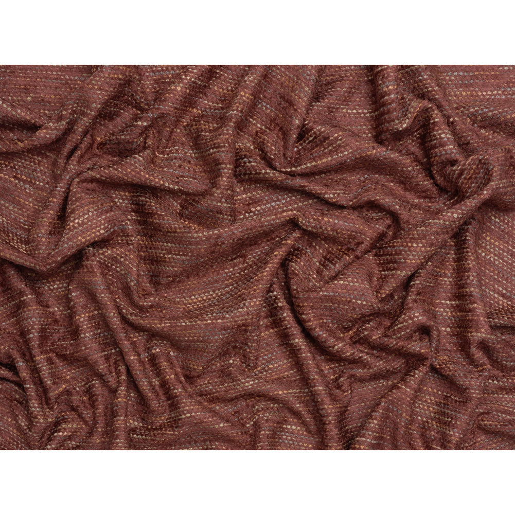 Recycled Olefin and Acrylic Upholstery Boucle and Chenille Tweed - Sangria Stripes - Virginia Collection