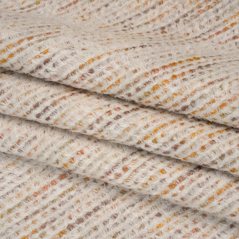 Recycled Olefin and Acrylic Upholstery Boucle and Chenille Tweed - Turmeric Root Stripes - Virginia Collection