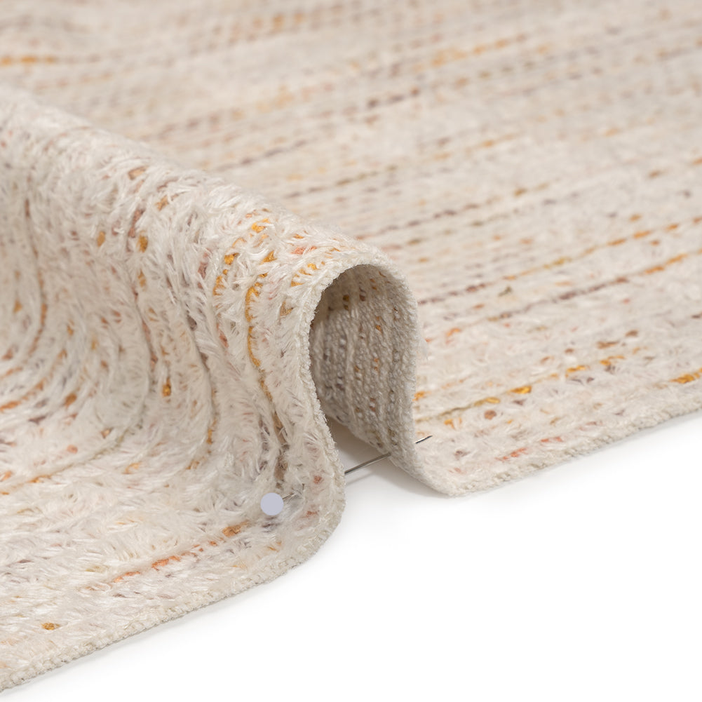 Recycled Olefin and Acrylic Upholstery Boucle and Chenille Tweed - Turmeric Root Stripes - Virginia Collection