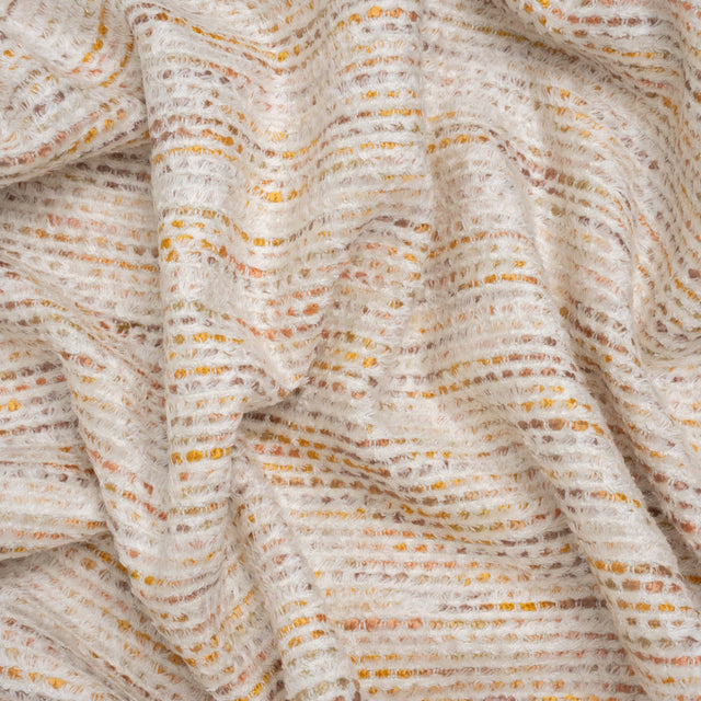 Recycled Olefin and Acrylic Upholstery Boucle and Chenille Tweed - Turmeric Root Stripes - Virginia Collection