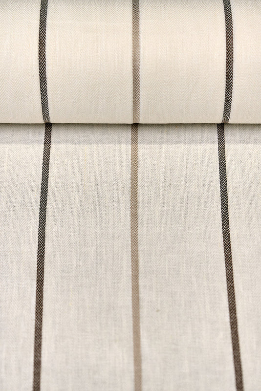 1 Yard Warm Latte Herringbone Stripe Linen Durable Craft Fabric 54" Width