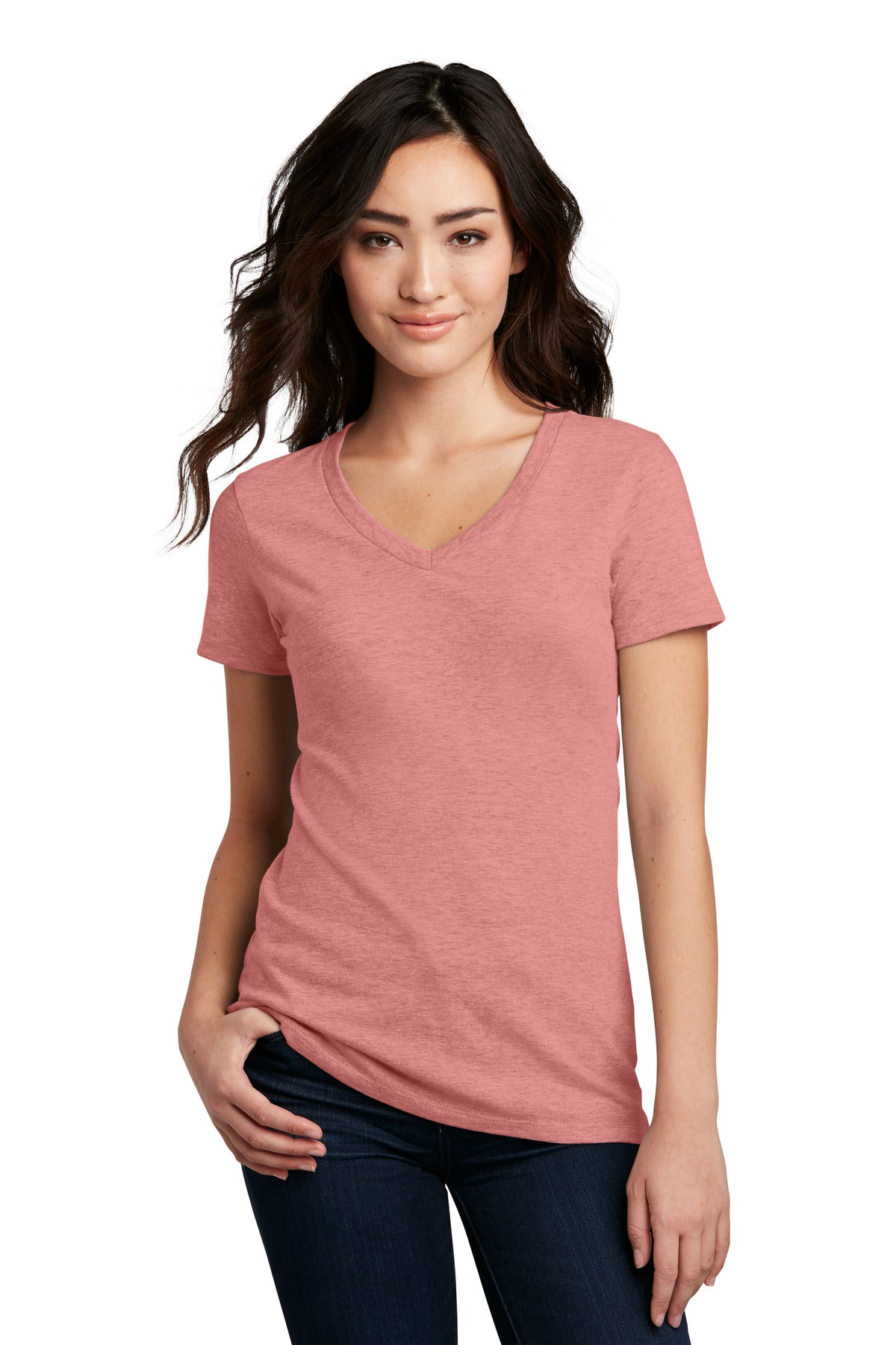 District® Women's Perfect Blend® CVC V-Neck Tee. DM1190L