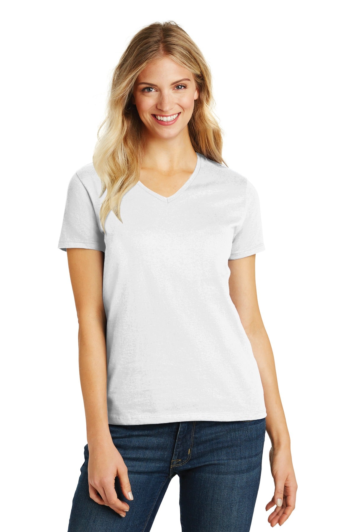 District® Women's Perfect Blend® CVC V-Neck Tee. DM1190L