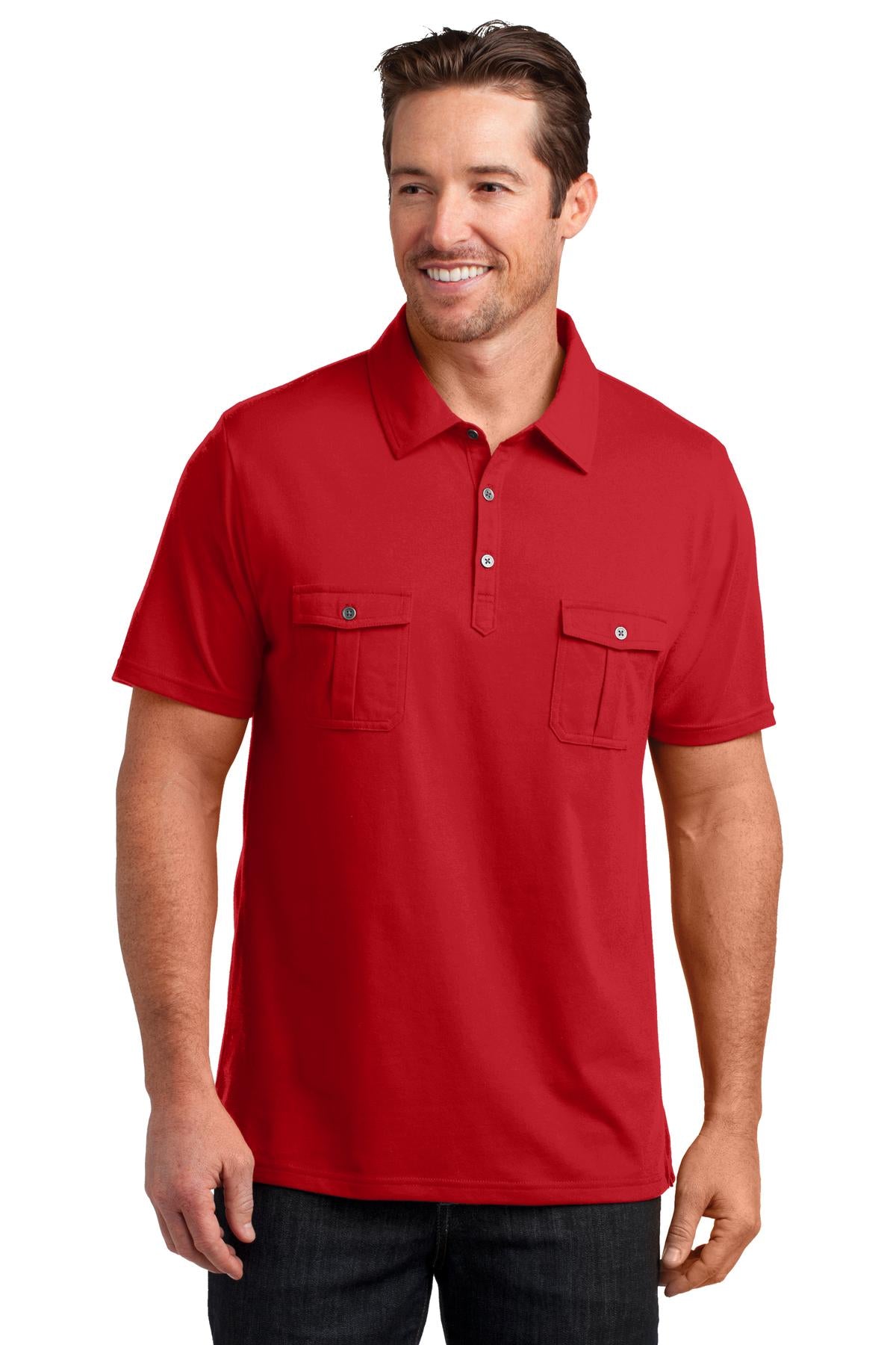 DISCONTINUED District Made® Mens Double Pocket Polo