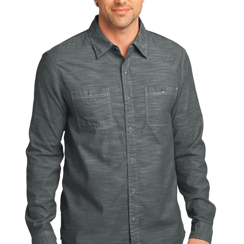 District Made® - Mens Long Sleeve Washed Woven Shirt