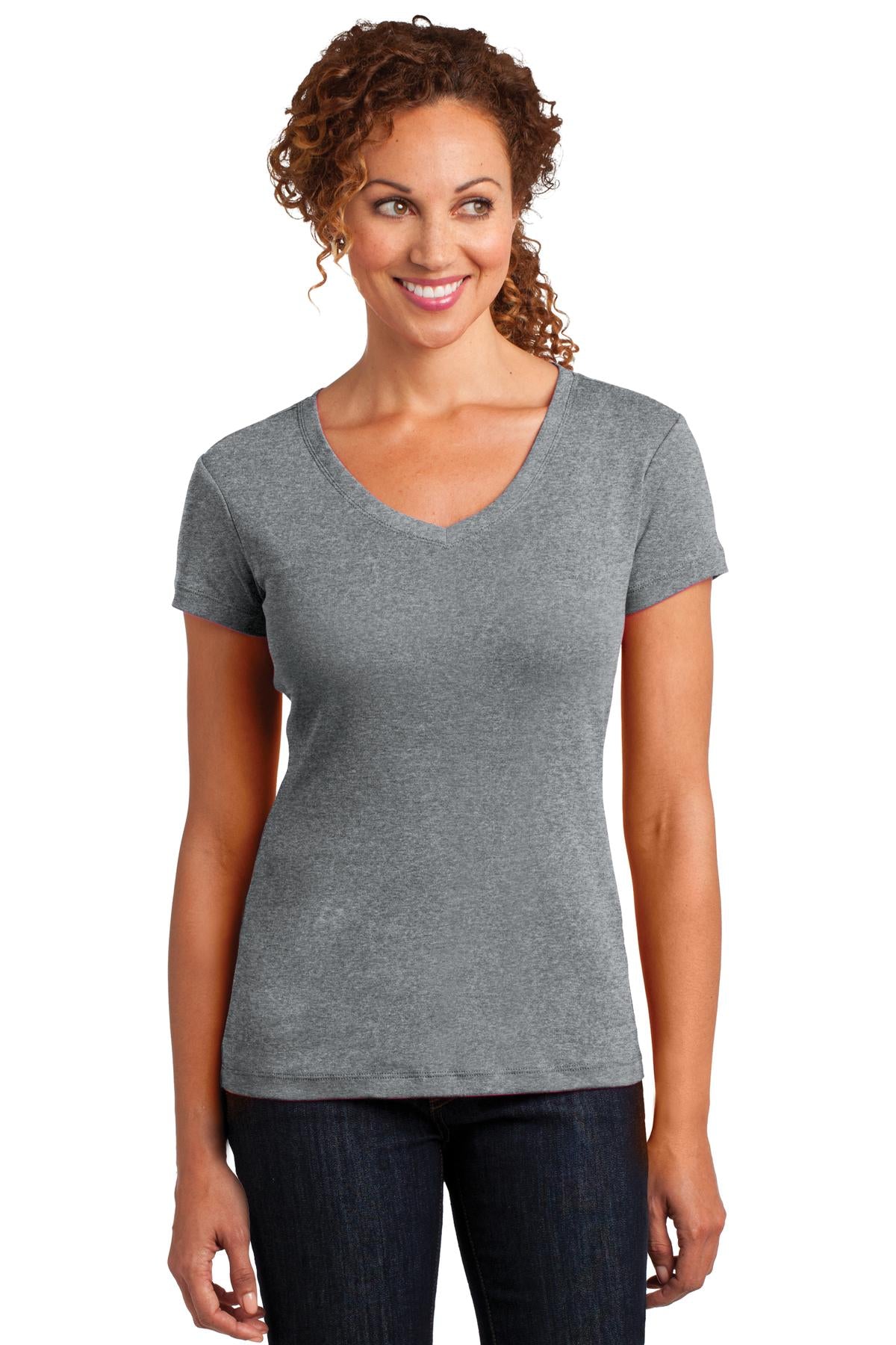 DISCONTINUED District Made® Ladies Mini Rib V-Neck Tee