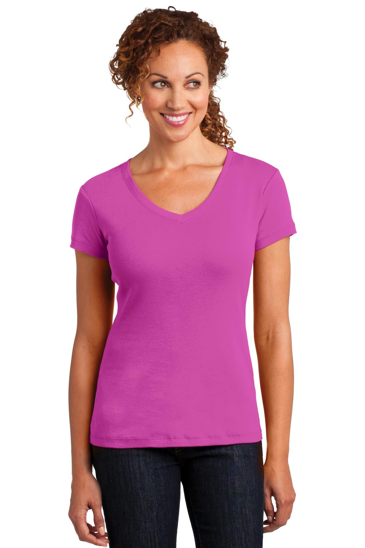 DISCONTINUED District Made® Ladies Mini Rib V-Neck Tee