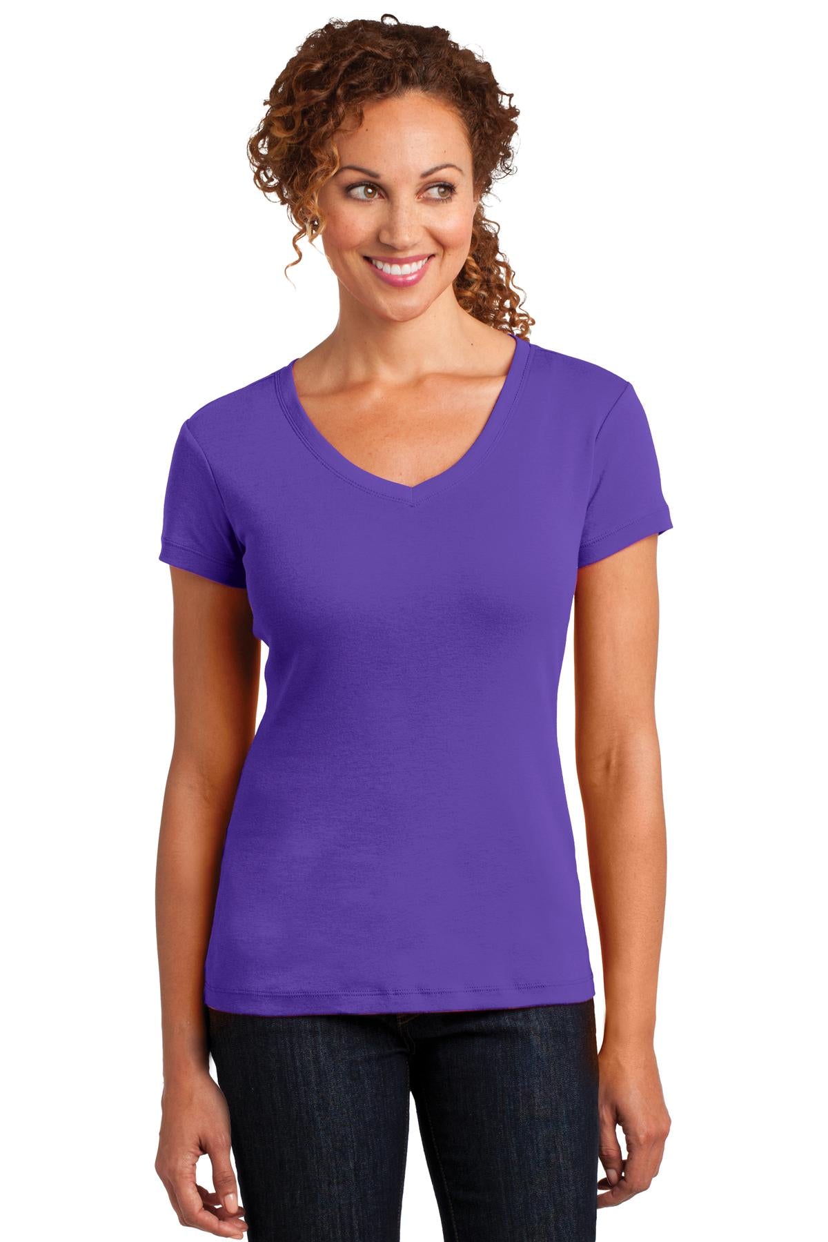 DISCONTINUED District Made® Ladies Mini Rib V-Neck Tee