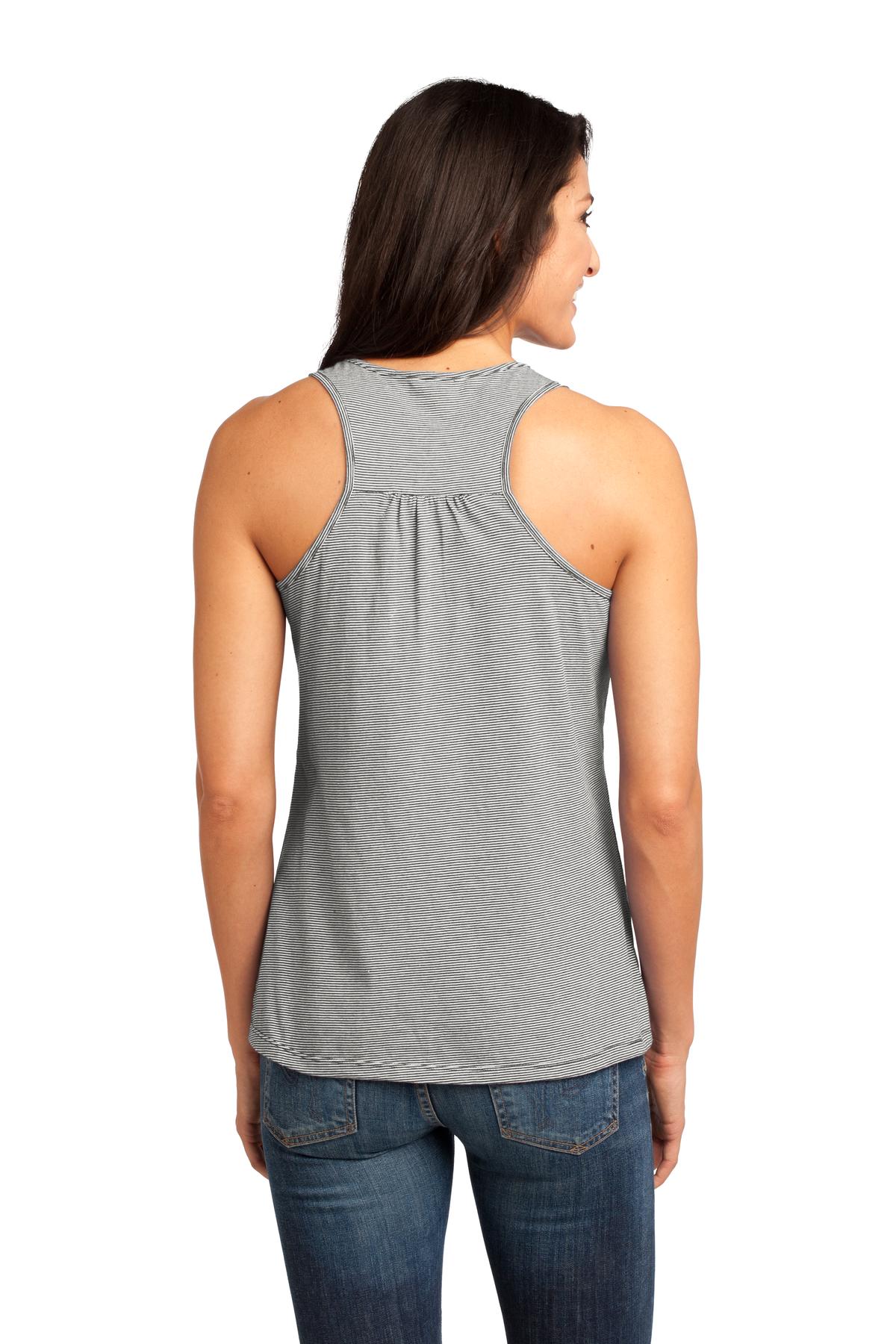 DISCONTINUED District Made® - Ladies Mini Stripe Gathered Racerback Tank