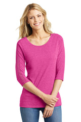 District Made® Ladies Tri-Blend Lace 3/4-Sleeve Tee