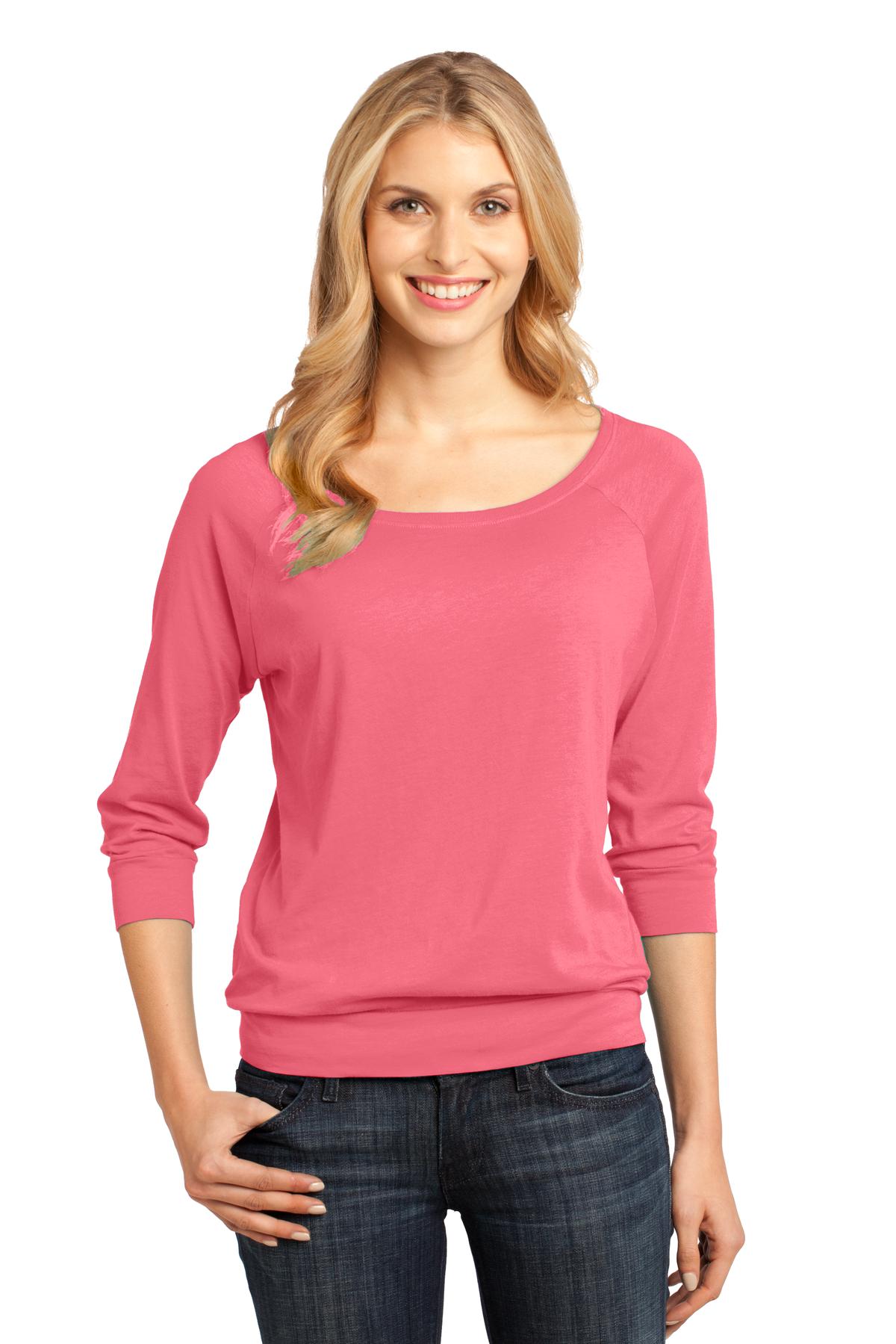 DISCONTINUED District Made® - Ladies Modal Blend 3/4-Sleeve Raglan