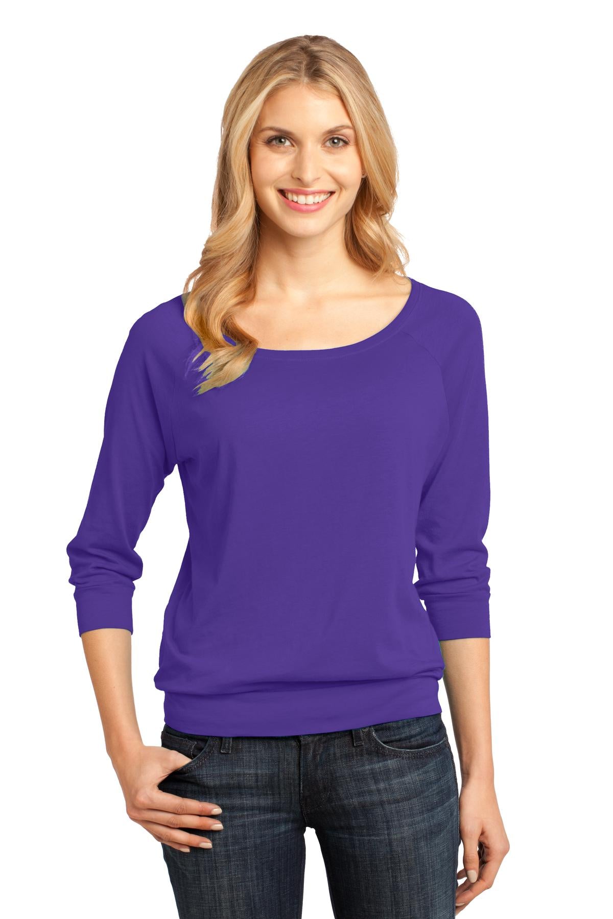 DISCONTINUED District Made® - Ladies Modal Blend 3/4-Sleeve Raglan