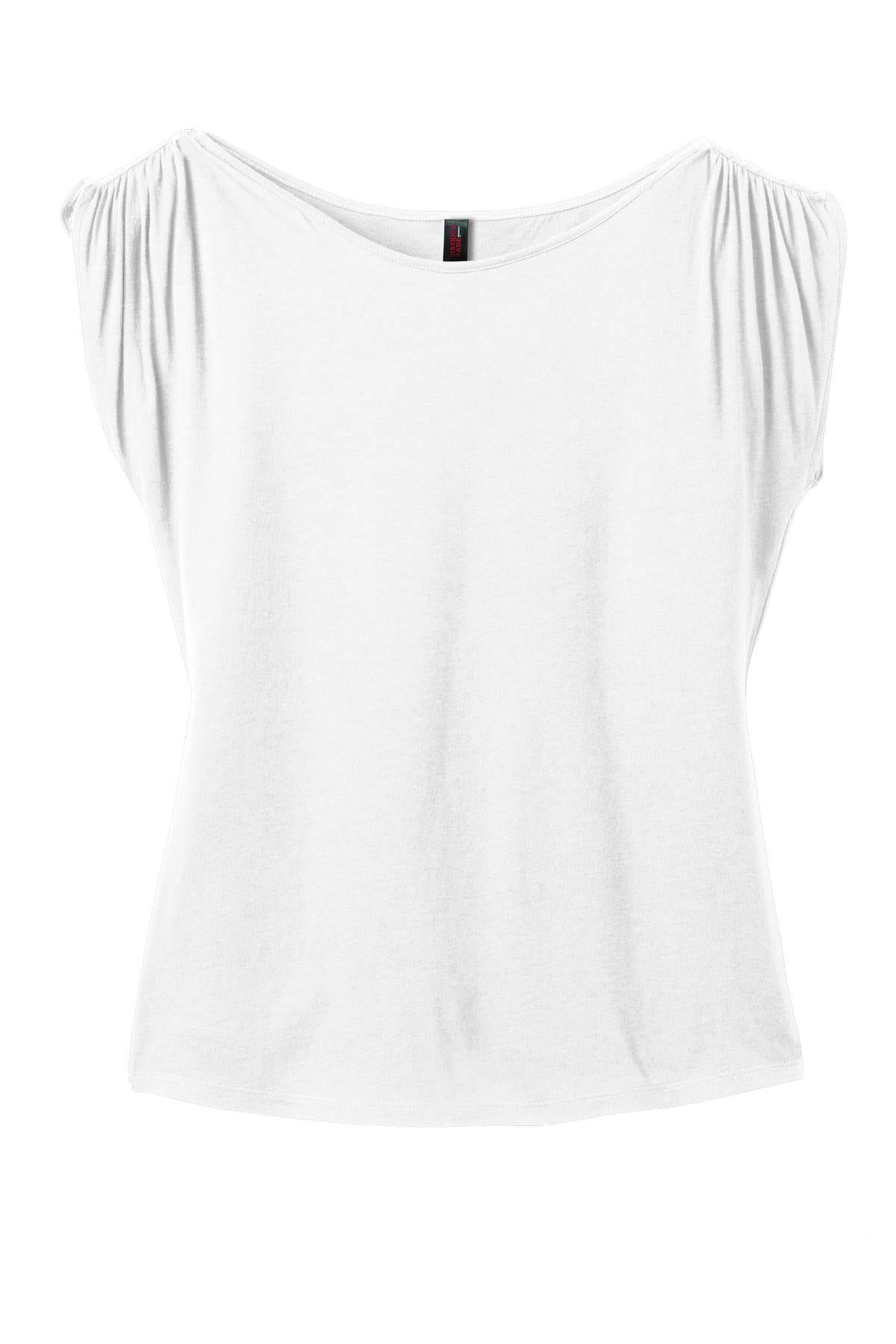 DISCONTINUED District Made® Ladies Modal Blend Gathered Shoulder Tee