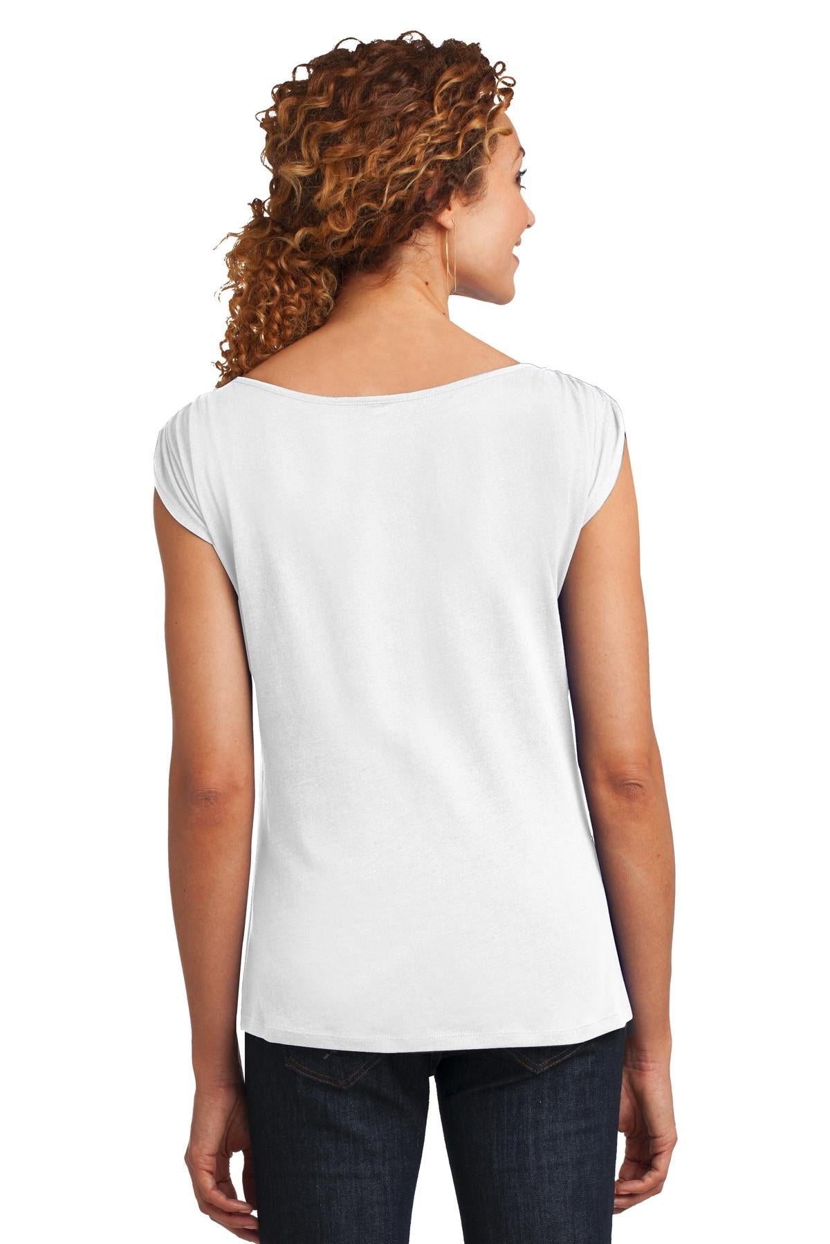 DISCONTINUED District Made® Ladies Modal Blend Gathered Shoulder Tee