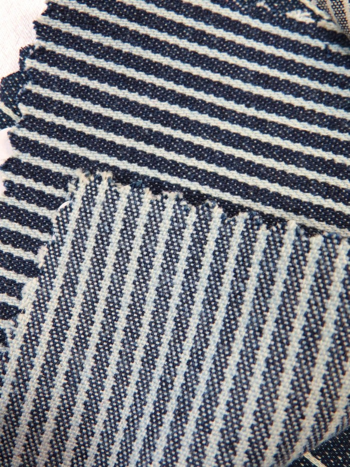 Stretch Denim Fabric Natural with Navy Stripe 9oz