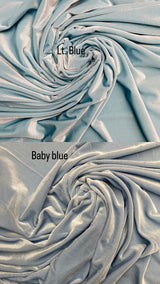 Lt Blue Stretch Velvet Fabric - Light Blue, 58"-60" Width (1 Yard)