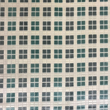 Domino Square Cut Velvet Polyester Fabric - Multi Color Square Pattern, 55" Width (1 Yard)
