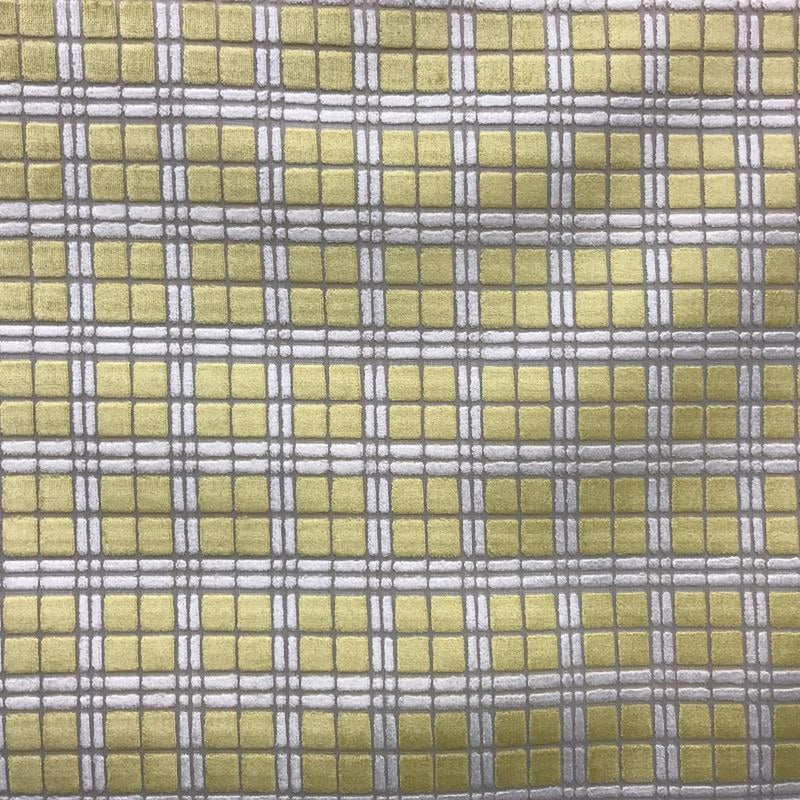 Domino Square Cut Velvet Polyester Fabric - Multi Color Square Pattern, 55" Width (1 Yard)