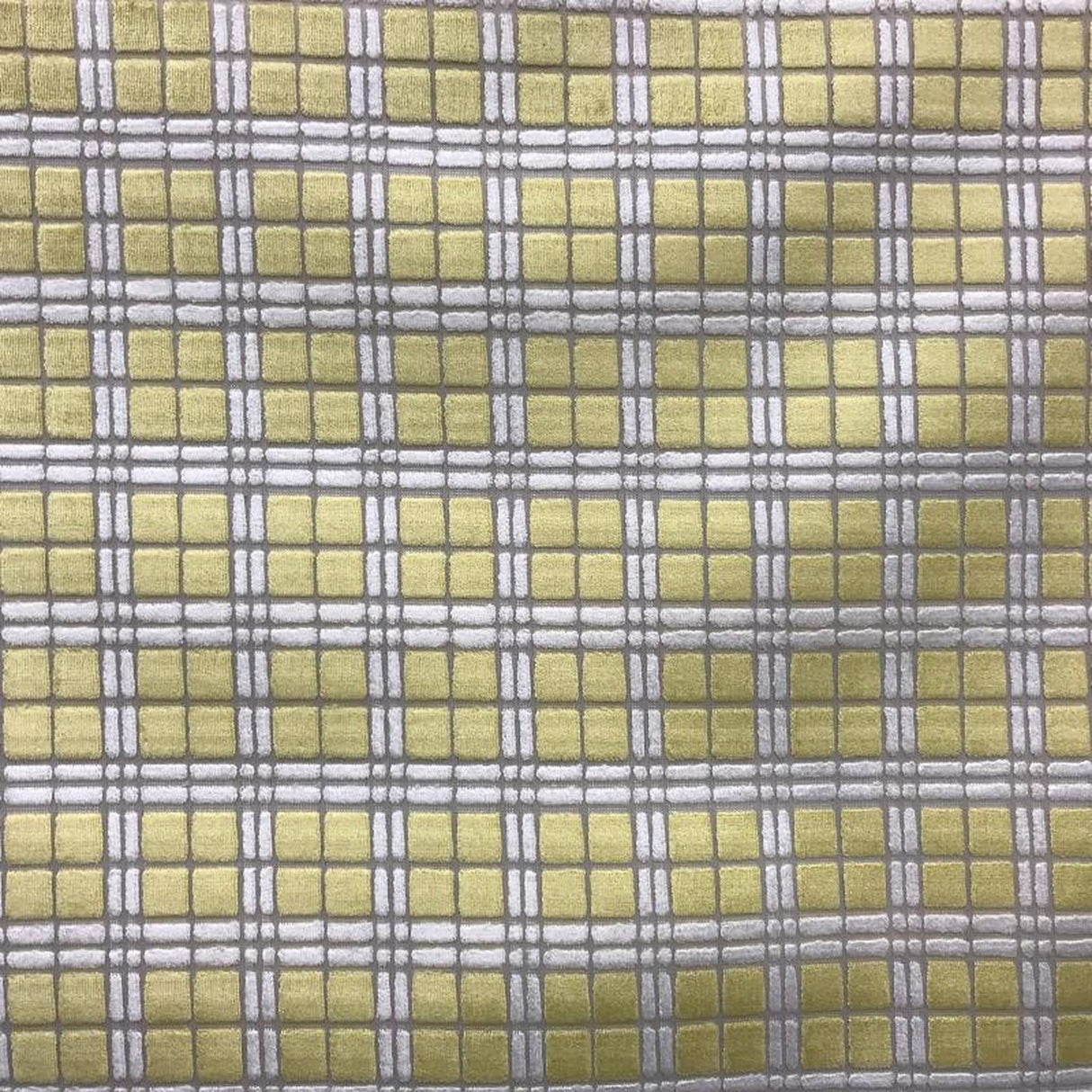 Domino Square Cut Velvet Polyester Fabric - Multi Color Square Pattern, 55" Width (1 Yard)