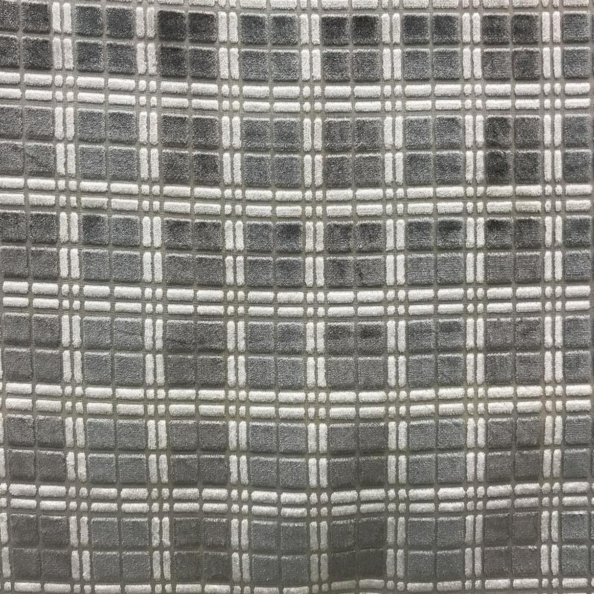 Domino Square Cut Velvet Polyester Fabric - Multi Color Square Pattern, 55" Width (1 Yard)