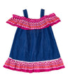 Girl Chambray Dress Cotton Fabric - D. Chambray, L. Chambray, Sizes 2-7 (1 Piece)