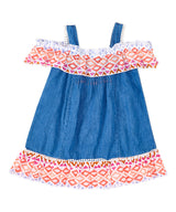 Girl Chambray Dress Cotton Fabric - D. Chambray, L. Chambray, Sizes 2-7 (1 Piece)