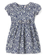 Denim Dress With A Neck Bow Printed Dress - Printed Cotton Dress, Daisy, Fern, Magnolia (2-8)
