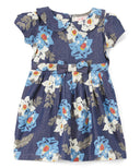 Denim Dress With A Neck Bow Printed Dress - Printed Cotton Dress, Daisy, Fern, Magnolia (2-8)