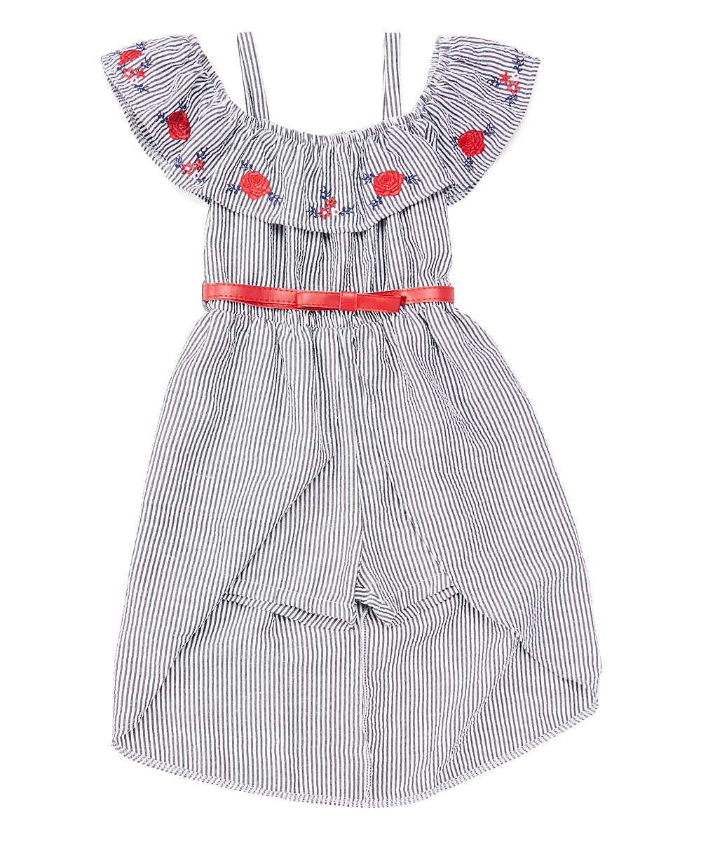 High Low Romper Dress - Grey, Girls Dress, 5-8 (1 Piece)