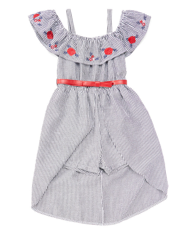 High Low Romper Dress - Grey, Girls Dress, 5-8 (1 Piece)