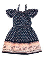 Girl Off-Shoulder Print Girls Dresses Fabric - Navy, Fuchsia, Teal, Yellow, Off-Shoulder Print (4 Sizes)