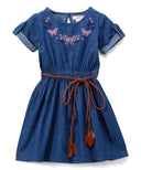 Girl Blue Chambray Dress - Light Chambray, Dark Chambray, Brown Leather Belt, 2-4 (1 Piece)