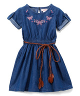 Girl Blue Chambray Dress - Light Chambray, Dark Chambray, Brown Leather Belt, 2-4 (1 Piece)