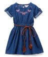 Girl Blue Chambray Dress - Light Chambray, Dark Chambray, Brown Leather Belt, 2-4 (1 Piece)