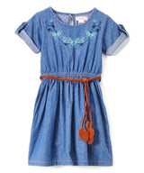 Girl Blue Chambray Dress - Light Chambray, Dark Chambray, Brown Leather Belt, 2-4 (1 Piece)
