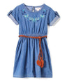 Girl Blue Chambray Dress - Light Chambray, Dark Chambray, Brown Leather Belt, 2-4 (1 Piece)