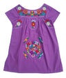 Traditional Mexican Girl Embroidered Dress - 100 Percent Cotton Fabric, Vibrant Embroidery, Knee Length, Multiple Colors, Sizes 2-8