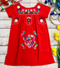 Traditional Mexican Girl Embroidered Dress - 100 Percent Cotton Fabric, Vibrant Embroidery, Knee Length, Multiple Colors, Sizes 2-8