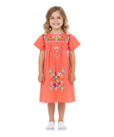 Traditional Mexican Girl Embroidered Dress - 100 Percent Cotton Fabric, Vibrant Embroidery, Knee Length, Multiple Colors, Sizes 2-8