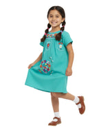 Traditional Mexican Girl Embroidered Dress - 100 Percent Cotton Fabric, Vibrant Embroidery, Knee Length, Multiple Colors, Sizes 2-8