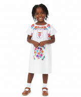 Traditional Mexican Girl Embroidered Dress - 100 Percent Cotton Fabric, Vibrant Embroidery, Knee Length, Multiple Colors, Sizes 2-8