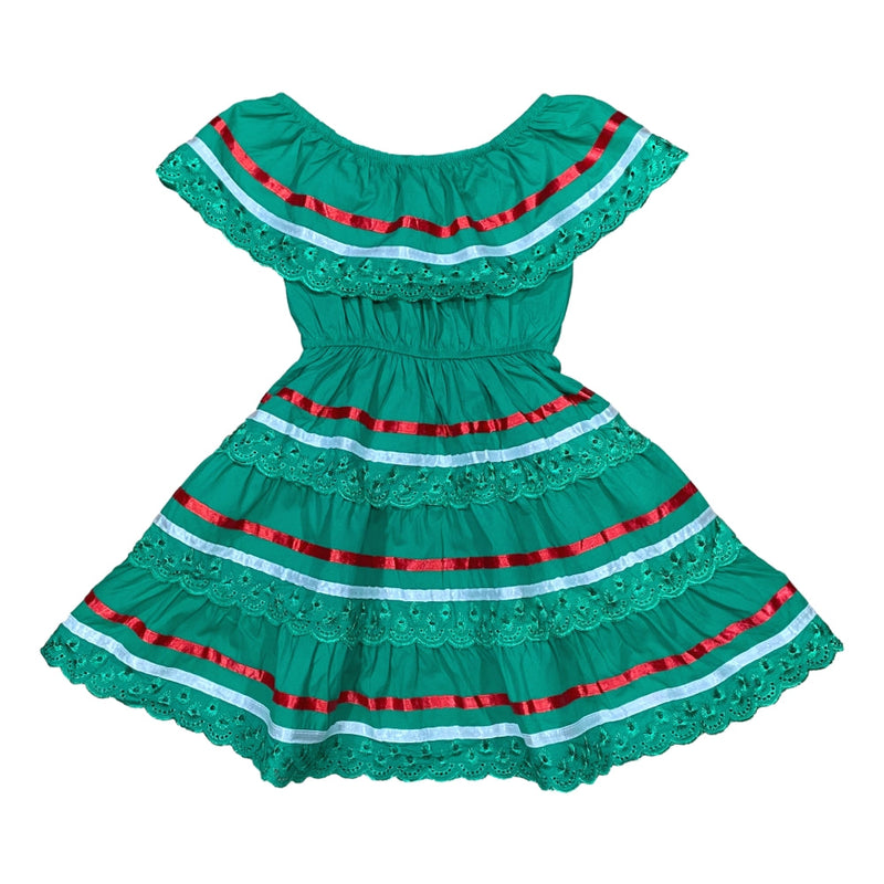 Traditional Mexican Cinco De Mayo Fiesta Dress - Green X, Girls Dress, Sizes 2-14 (1 Piece)