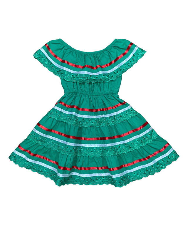 Traditional Mexican Cinco De Mayo Fiesta Dress - Green X, Girls Dress, Sizes 2-14 (1 Piece)