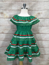 Traditional Mexican Cinco De Mayo Fiesta Dress - Green X, Girls Dress, Sizes 2-14 (1 Piece)