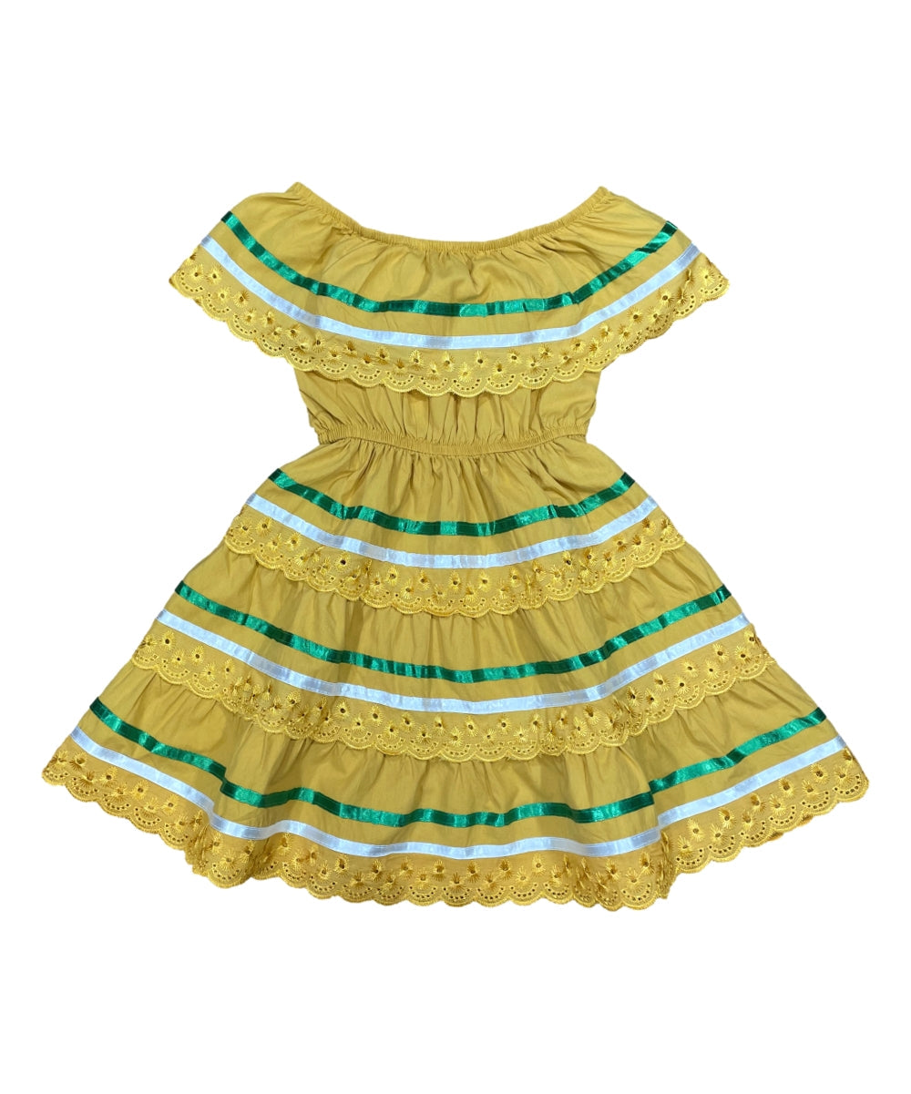 Honey Traditional Mexican Fiesta Dress - Honey, Traditional Mexican Style, Sizes 2-14 (1 Piece)